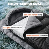 Outsunny Sleeping Bag for Adults, Lightweight & Compact Sleeping Bag, 3 Seasons, Black(m-4)