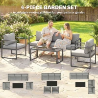 Outsunny 4 Piece Outdoor Garden Furniture Set, Patio Furniture with 3-Seater Sofa, Armchairs and Coffee Table(m-4)