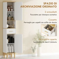 HOMCOM Armadietto 172 cm, Mobile Bagno con Cassetto e Ripiani Regolabili, Bianco(m-5)