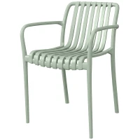 Outsunny 4er-Set stapelbare Gartenstühle aus UV-beständigem Polypropylen mit Armlehnen und ergonomischer Lattenrückenlehne - Grau-Grün(m-7)