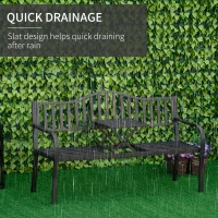 Outsunny Metal Outdoor Bench with Liftable Middle Table, Patio Loveseat, Garden Bench for Garden, Porch, Seats 2–3 People, Black(m-6)