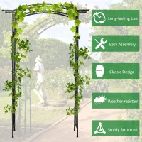 Outsunny 211cm Height Metal Garden Arch Arbor for Wedding Decor for Climbing Plants and Outdoor Decoration(m-5)