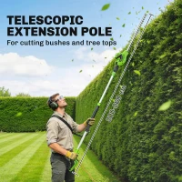 Outsunny 2.6m Corded Extendable Hedge Trimmer with 90° Adjustable Head, 450W Telescopic Electric Hedge Cutter Long Reach(m-4)