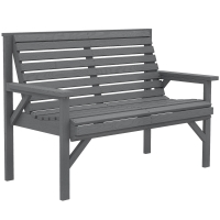 Outsunny 2 Seater Wooden Garden Bench, Slatted Patio Bench with Armrest and Backrest, Outdoor Furniture for Indoor, Balcony