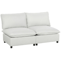 HOMCOM Sofá 2 Lugares 146 cm Sofá Modular em Couro Sintético com Assento Largo e Profundo Almofadas Grossas Montagem Fácil Cinza