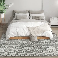 HOMCOM Tapis salon 200 x 140 cm poils courts lavable en machine hypoallergénique pour salon, chambre à coucher, bureau, gris(m-10)