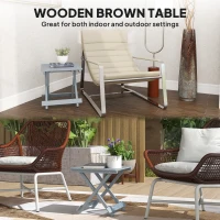 Outsunny Fir Wood Folding Coffee Table, Lightweight Small Garden Table with Slatted Top, Portable Folding Side Table for Balcony(m-4)