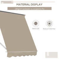 Outsunny Perdea de Soare Rulantă pentru Exterior, Jaluzea de Perete cu Protecție UV, Material Poliester Rezistent, 180x70cm, Bej(m-6)