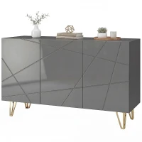 HOMCOM Modern Luxe High Gloss Sideboard, with Hairpin Legs, Grey(m-11)