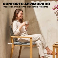 Outsunny Conjunto de 2 Cadeiras de Jardim Exterior em Madeira Empilháveis com Almofadas Removíveis Braços Encosto 59x55x86 cm Madeira(m-7)