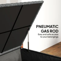 Outsunny Rattanowa skrzynia ogrodowa 650L wodoodporna, UV odporna, ze schowkiem, kółkami i pokrywą, 150 x 75 x 74 cm, ciemnoszara(m-7)