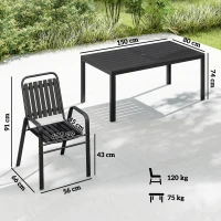 Outsunny 7 Pieces Outdoor Dining Set with Umbrella Hole, Garden Table and Chairs Set for 6 with Metal Table and Stackable Chairs(m-3)