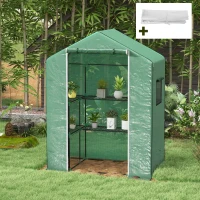 Outsunny Serre de jardin et bâche de remplacement avec porte, fenêtres et étagères bâche 135 g/m² pour légumes, plantes, fleurs(m-10)