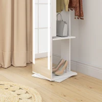 HOMCOM Espejo Joyero con Luces LED Espejo Entero Giratorio de 360° Estantes Abiertos Barras para Colgar Blanco(m-9)