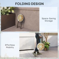 Outsunny Mosaic Outdoor Garden Table, 35.5cm Round Folding Coffee Table with Metal Frame for Balcony Terrace, Yellow(m-5)