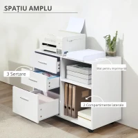 HOMCOM Mobilier Imprimanta – Alb, cu Sertare, Rafturi si Roti(m-6)