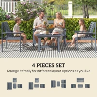 Outsunny 4 Piece Wooden Garden Furniture Set, Outdoor Garden Sofa Set with 2 Armchairs, Loveseat and Coffee Table, Grey(m-4)