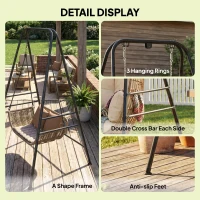 Outsunny Hammock Chair Stand Only, 150KG Load Capacity, for Indoor Outdoor, Black(m-7)