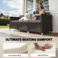 Outsunny 7-Piece Patio Furniture Cushions, Outdoor Loveseat Cushion with Removable Covers for Rattan Furniture, 60x60 cm, Dark Grey(m-5)