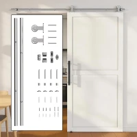 HOMCOM Sliding Door Hardware Kit Smooth Quiet 304 Stainless Steel for 200cm Track Sliver Tone(m-10)
