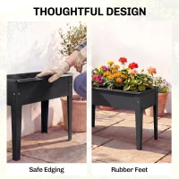 Outsunny Raised Planter, Metal Raised Garden Bed on Legs with Drainage Hole and Foot Covers, Black(m-6)