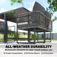 Outsunny 4-Seater Garden Dining Set, Rattan Outdoor Furniture with Space-Saving Chairs and Thick Cushions for Patio Balcony Black(m-6)