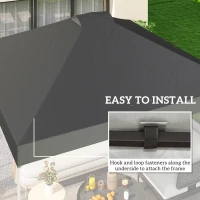 Outsunny Gazebo Roof Replacement UV50+ Waterproof Pop Up Canopy Cover with 8 Drainage Holes 3 x 3 m Dark Grey(m-6)