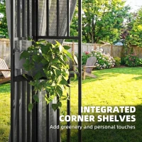 Outsunny 3.3 x 3.3 m Outdoor Garden Gazebo with Post Shelves, UPF50+ Patio Permanent Pavilion with Hook, Dark Grey(m-5)