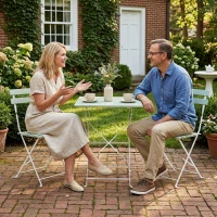 Outsunny Outdoor Bistro Set Folding Patio Furniture Set with 2 Chairs Table for 2 People White and Green(m-2)