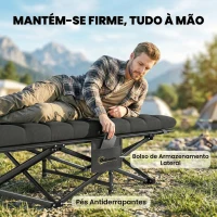 Outsunny Cama Dobrável de Campismo com Colchão Removível de Tecido Oxford 600D com Cabeceira e Bolsa Carga 200 kg Preto(m-8)
