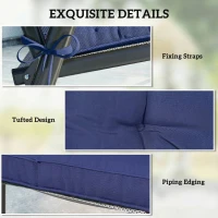 Outsunny Garden Seat Cushion with Ties, 42 x 42cm Replacement Dining Chair Seat Pad, Dark Blue(m-6)