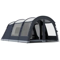 Outsunny Tente de camping tunnel pour 2-4 personnes Hauteur 210cm avec 2 chambres, Impermeable 3000mm pour Trekking, Bleu navy(m-7)