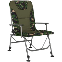 Outsunny Camping Chair Padded Reclining Folding Chair with Wide Armrests for Adults Camouflage(m-1)
