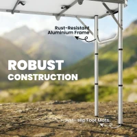 Outsunny 3ft Folding Camping Table, Picnic Table with Mesh Storage Layer, Carrying Bag and Metal Frame, Cream White(m-6)