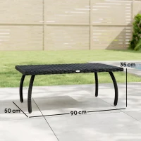 Outsunny PE Wicker Rattan Garden Coffee Table - Black(m-3)