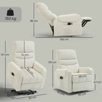 HOMCOM Sillón Levanta Personas con 8 Punto de Masaje Reposapiés Mando a Distancia y Bolsillo Lateral 83x92x110 cm Beige(m-3)