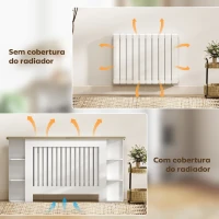HOMCOM Cobertura para Radiadores com Prateleiras Desenho Moderno de Ripas para Sala de Estar Quarto 152x19x83 cm Branco(m-5)