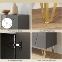 HOMCOM Modern Luxe High Gloss Sideboard, with Hairpin Legs, Grey(m-7)