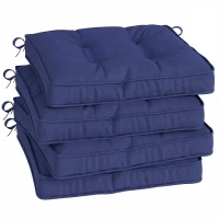 Outsunny Garden Seat Cushion with Ties, 42 x 42cm Replacement Dining Chair Seat Pad, Dark Blue(m-1)