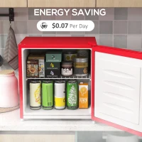 HOMCOM Congelador de sobremesa con capacidad de 35 litros, congelador pequeño con puerta reversible, Rojo(m-5)