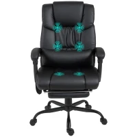 Vinsetto Ergonomische Bureaustoel met Massagefunctie, Schrijftafelstoel met Voetensteun, Hoge Rugleuning, Verstelbare Lendensteun - Zwart(m-10)