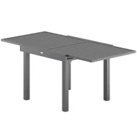 Outsunny Extending Garden Table for 4-8 People, Aluminium Outdoor Dining Table with Slatted Top, Dark Grey(m-11)