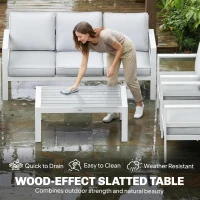 Outsunny 5 Pieces Aluminium Garden Furniture Set with Olefin Cushions, Extra Deep Outdoor Garden Sofa Set, White(m-7)