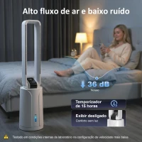 HOMCOM Climatizador 3 em 1 com Depósito de 1,7L Modos Ajustáveis Temporizador Controlo Remoto 24,7x24,7x109,5 cm Branco(m-7)