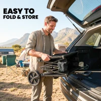 Outsunny 95L Foldable Festival Trolley on Wheels, Collapsible Wagon Cart with Adjustable Handle and 2 Cup Holders, Black(m-5)