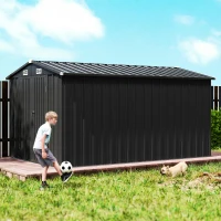 Outsunny 12 x 8 ft Garden Shed, Outdoor Storage Shed with 4 Vents and Lockable Double Doors, Dark Grey(m-9)