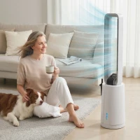 HOMCOM Raffrescatore Evaporativo con Timer 15H, 109.5 cm, Bianco(m-9)