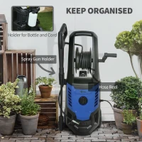 Outsunny 2200W High Pressure Washer, 170 Bar Pressure Washer with Adjustable Nozzle and 6M Hose, 32W x 32D x 80H cm Blue(m-7)