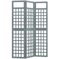 Outsunny 3-Panel Garden Privacy Screen, Freestanding Foldable Wooden Outdoor Divider/Trellis, Decorative Privacy Screen, Grey