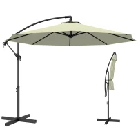 Outsunny 3m Overhanging Cantilever Parasol, with Cross Base - Beige(m-10)